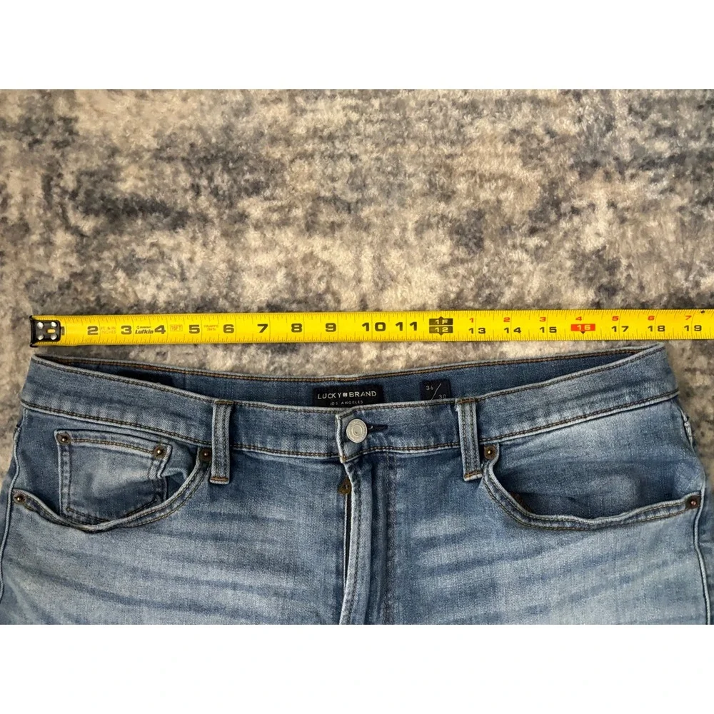 Lucky Brand 329‎ Classic Straight Jeans Mens 36x30 Blue Denim Whiskered Stretch